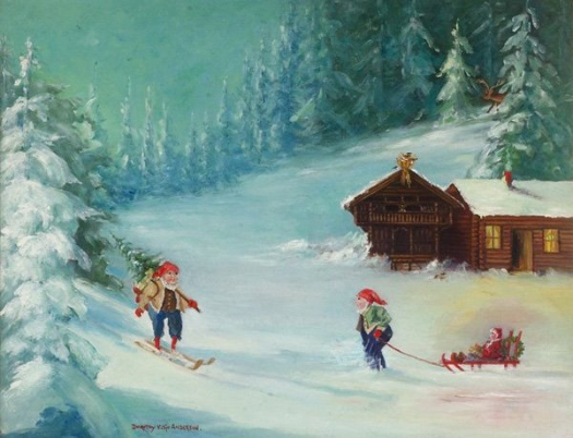 Norwegian nisses playing in snow